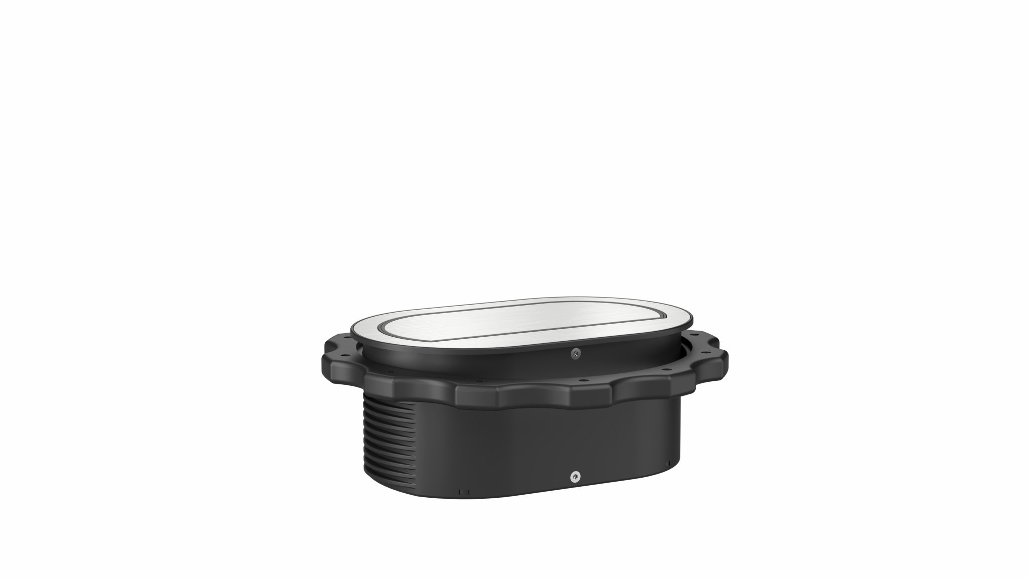 Mini torretta elettrica inox a 2 prese Schuko incasso doppio circolare dettaglio chiusa. Doppia presa Schuko salvaspazio.