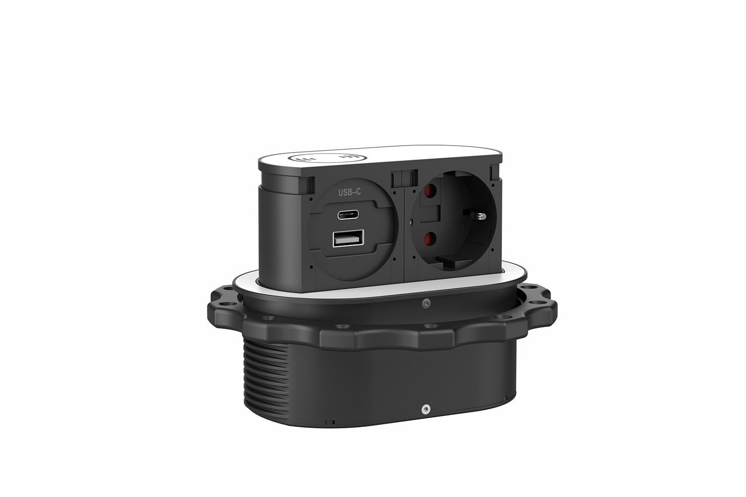 Mini-torretta-elettrica-vetro-bianco-a-1-Schuko-2-Usb-AC-Wireless_dettaglio-aperta