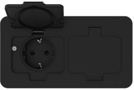 Presa da esterno a scomparsa impermeabile con uno sportello aperto nero opaco