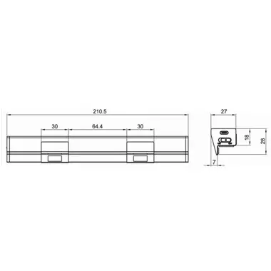 Dimensioni lampada LED ricaricabile 210 mm magnetica per sottopensile